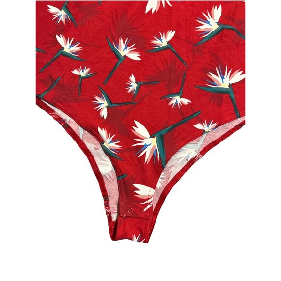 Adidas x Thebe Magugu South African red Bird of Paradise bodysuit Floral XL New - Picture 4 of 9